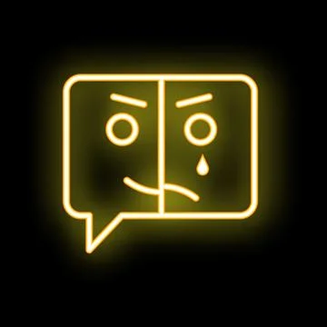 Neon speech bubble showing bipolar disorder with happy and sad face Stock Illustration