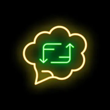 Neon speech bubble showing data exchange concept on black background イラスト素材