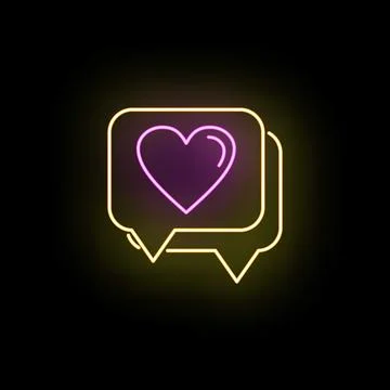 Neon speech bubble showing heart icon Stock Illustration