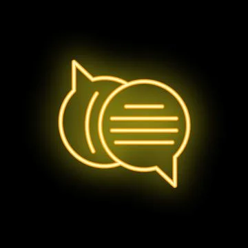 Neon speech bubble showing ongoing conversation on black background Stock Illustration