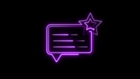 Neon speech bubble with star icon text. Social neon speech bubble for favor.. Stock Footage 338348108