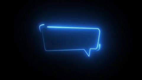 Neon speech bubbles in bright neon lights animation. Blue Glowing neon chat.. Stockbeeldmateriaal 337658898