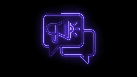 Neon speech bubbles with megaphone for marketing promotions and communication Stock Footage 330777727