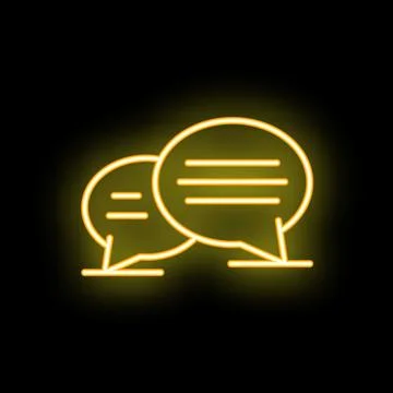 Neon speech bubbles showing ongoing communication on black background Stock Illustration
