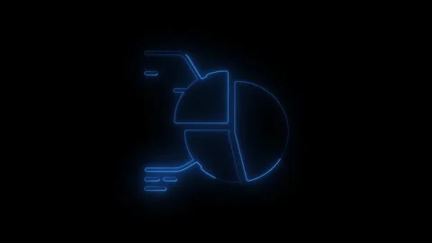 Neon Speed Performance Analytics Icon Animation on black background. Glowin.. Stock Footage 340243250