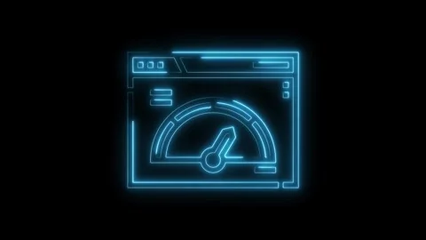 Neon speedometer animation inside browser window for website performance an.. Stock Footage 312333263