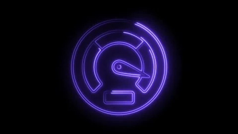 Neon speedometer animation performance measurement and acceleration on blac.. Stock Footage 314537073