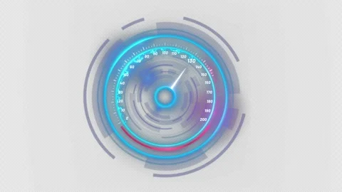 Neon speedometer HUD. sci-fi car dashboard. High speed acceleration 動画素材 331529888