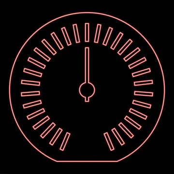 Neon speedometer odometer speed counter meter red color vector illustration.. 스톡 일러스트