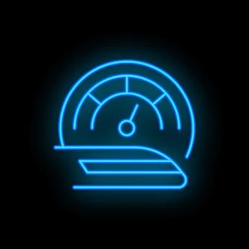 Neon speedometer showing train speeding up reaching high velocity イラスト素材