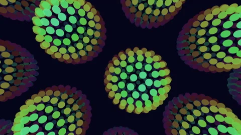 Neon sphere pattern with dots on dark space Video stock 199330673