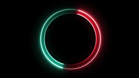 Neon sphere, spiral loop border frame, optical rays, cyan pink color. Stock Footage 308821680