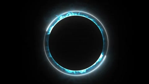 Neon sphere, spiral loop border frame, optical rays, blue color, swirling stripe Stock Footage 309446846