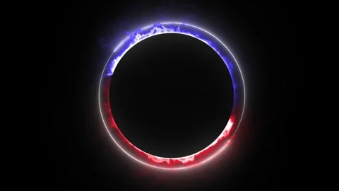 Neon sphere, spiral loop border frame, optical rays, blue red colors, swirling Stock Footage 310368533