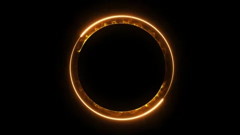 Neon sphere, spiral loop border frame, optical rays, golden color, swirling Stock Footage 310544609