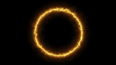 Neon sphere, spiral loop border frame, optical rays, golden color, swirling Stock Footage 311471678