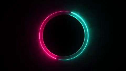 Neon sphere, spiral loop border frame, optical rays, cyan pink color, swirling Stock Footage 311981762