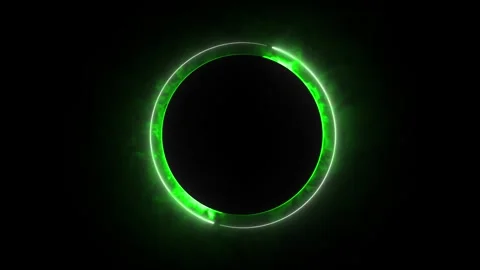 Neon sphere, spiral loop border frame, optical rays, green color, swirling Stock Footage 312622858