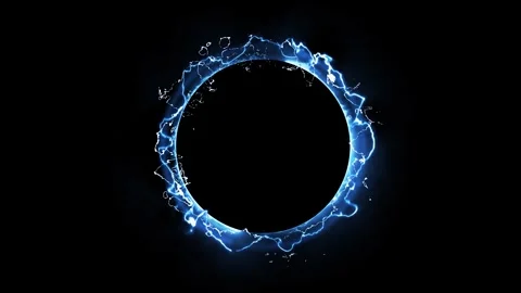 Neon sphere, spiral loop border frame, optical rays, blue color, swirling stripe Stock Footage 313006575