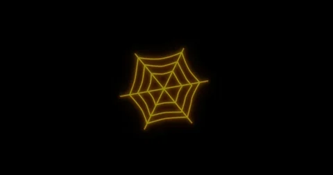Neon spider web glowing on black background. Stock Footage 318048834