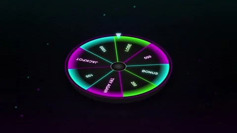 Neon spinning jackpot wheel animation for casino games and chance concepts Stock Footage 346003406