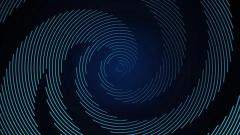 Neon spiral lines rotate smoothly in a continuous digital motion background 스톡 동영상 345617734