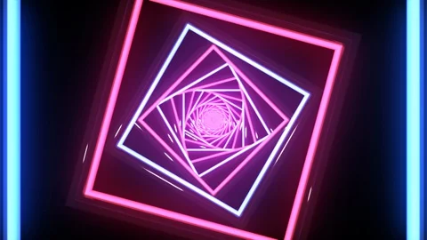 Neon spiral of squares Vídeos de archivo 127837039