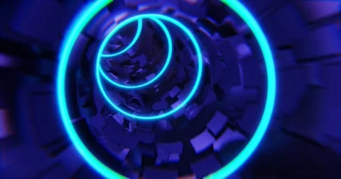 Neon Spiral Tunnel: Hypnotic 3D Animation Journey. Video stock 281864030