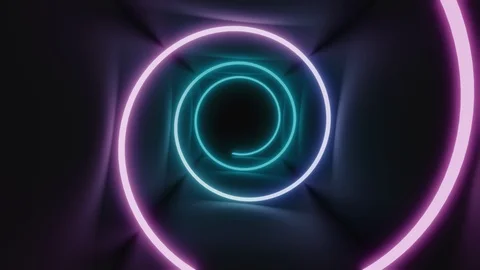 Neon spiral in a tunnel. Infinite loop. Video stock 121330613
