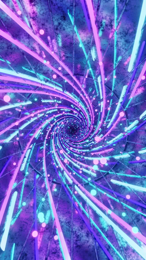 Neon Spiral Vortex Pink Blue Vertical Seamless VJ Loop Psychedelic 3D Render Stock Footage 341466068