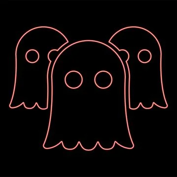 Neon spirits Ghosts red color vector illustration image flat style Illustrazione stock