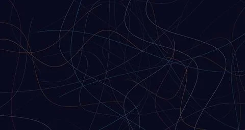 Neon split curved lines on dark background Stock Illustration