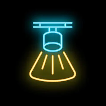 Neon spotlight shining brightly in the darkness Illustrazione stock
