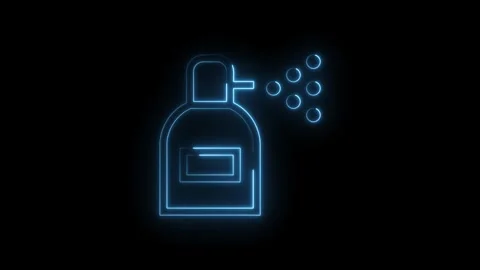 Neon spray bottle with animated spraying action against black background fo.. Stock Footage 314543893