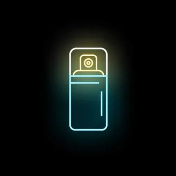 Neon spray can icon glowing on black background Stock Illustration