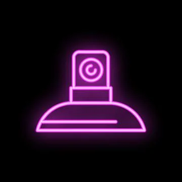 Neon spray paint can glowing on black background Stock Illustration