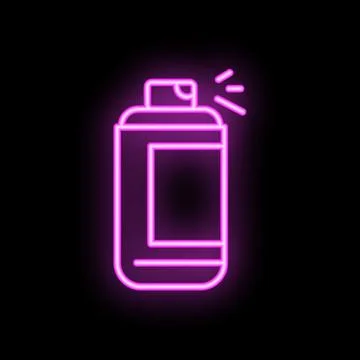 Neon spray paint can icon glowing on dark background Stock Illustration
