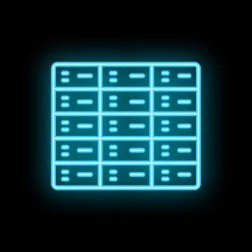 Neon spreadsheet icon glowing on black background Stockillustratie