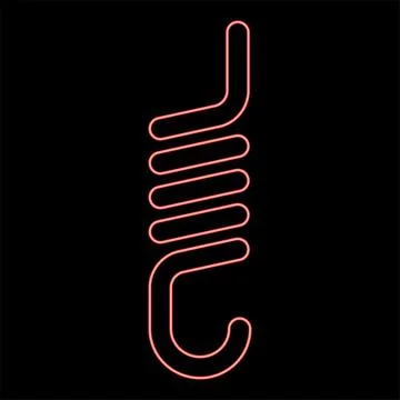 Neon spring with hook tension extension coil clutch for car suspension red .. Stock Illustration