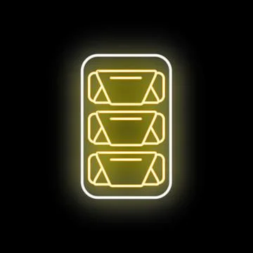 Neon spring rolls icon glowing in dark Illustration