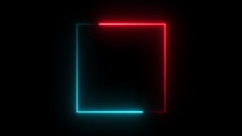 Neon square animation with red and blue lights. Video stock 331897233