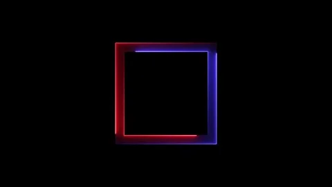 Neon square frame animation with flowing blue and red light border Stock Footage 333878264