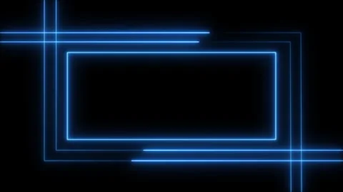 Neon square frame animation video,glowing square line and black background. Stock Footage 297831827