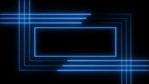 Neon square frame animation video,glowing square line and black background. Stock Footage 297831853