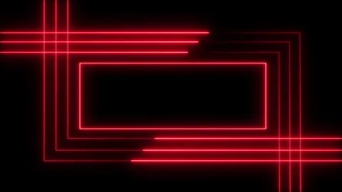 Neon square frame animation video,glowing square line and black background. Stock Footage 297831893
