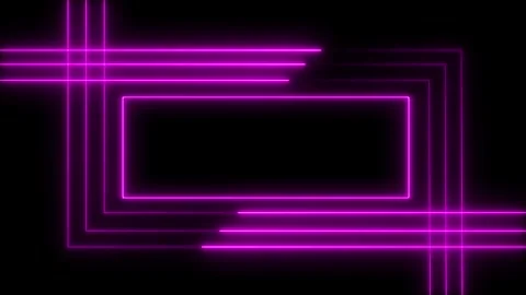 Neon square frame animation video,glowing square line and black background. Stock Footage 297831894