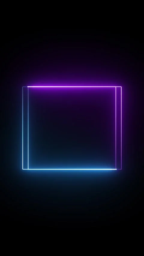 Neon square frame loop in blue and purple colors on vertical black background Stock Footage 337941340