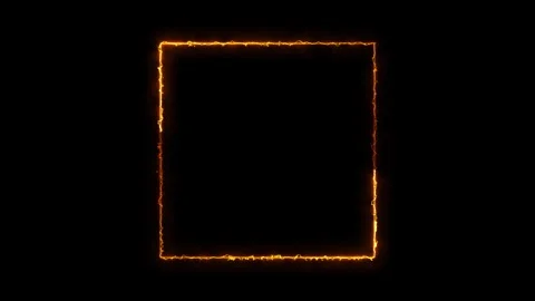 Neon square frame  streaming video on a black background. Glow neon rectangle fr Stock Footage 320310382