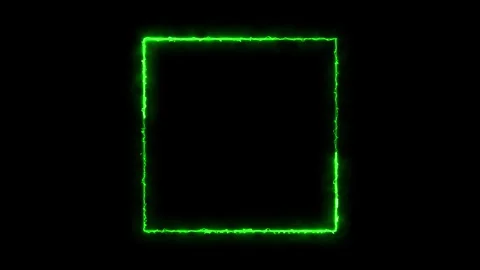 Neon square frame  streaming video on a black background. Glow neon rectangle fr Stock Footage 320310387