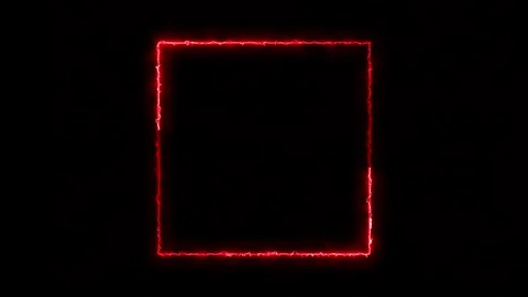 Neon square frame  streaming video on a black background. Glow neon rectangle fr Stock Footage 320310405
